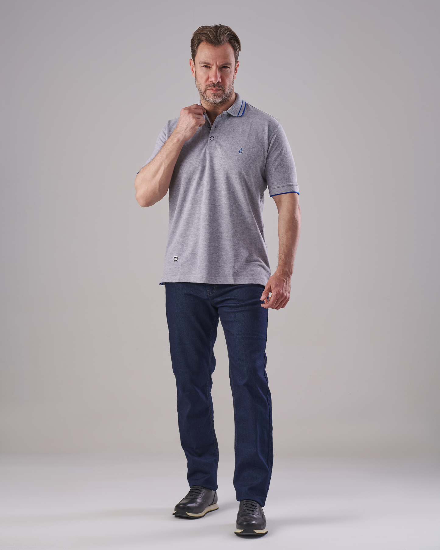 Grey Shiny Polo T-Shirt