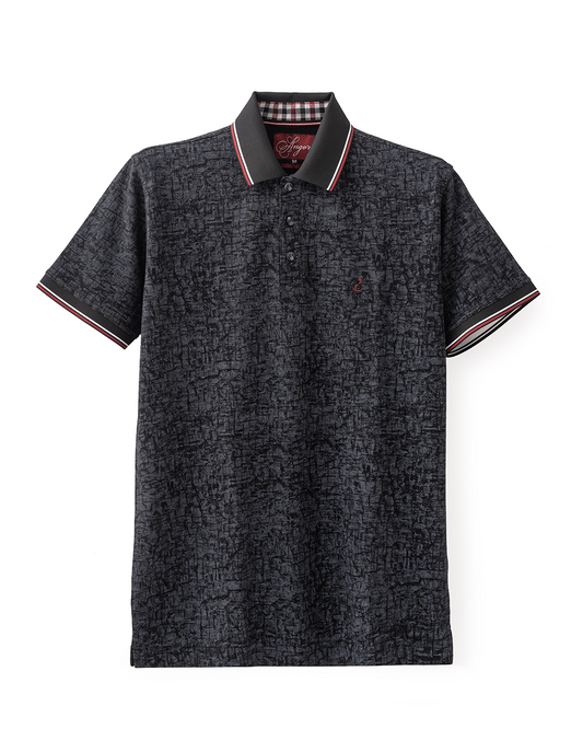 Black Print Polo