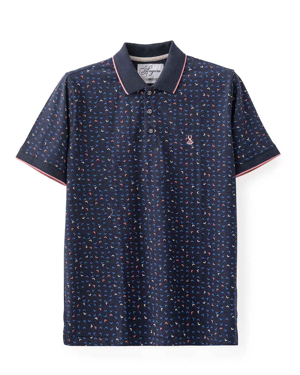 Navy Print Polo