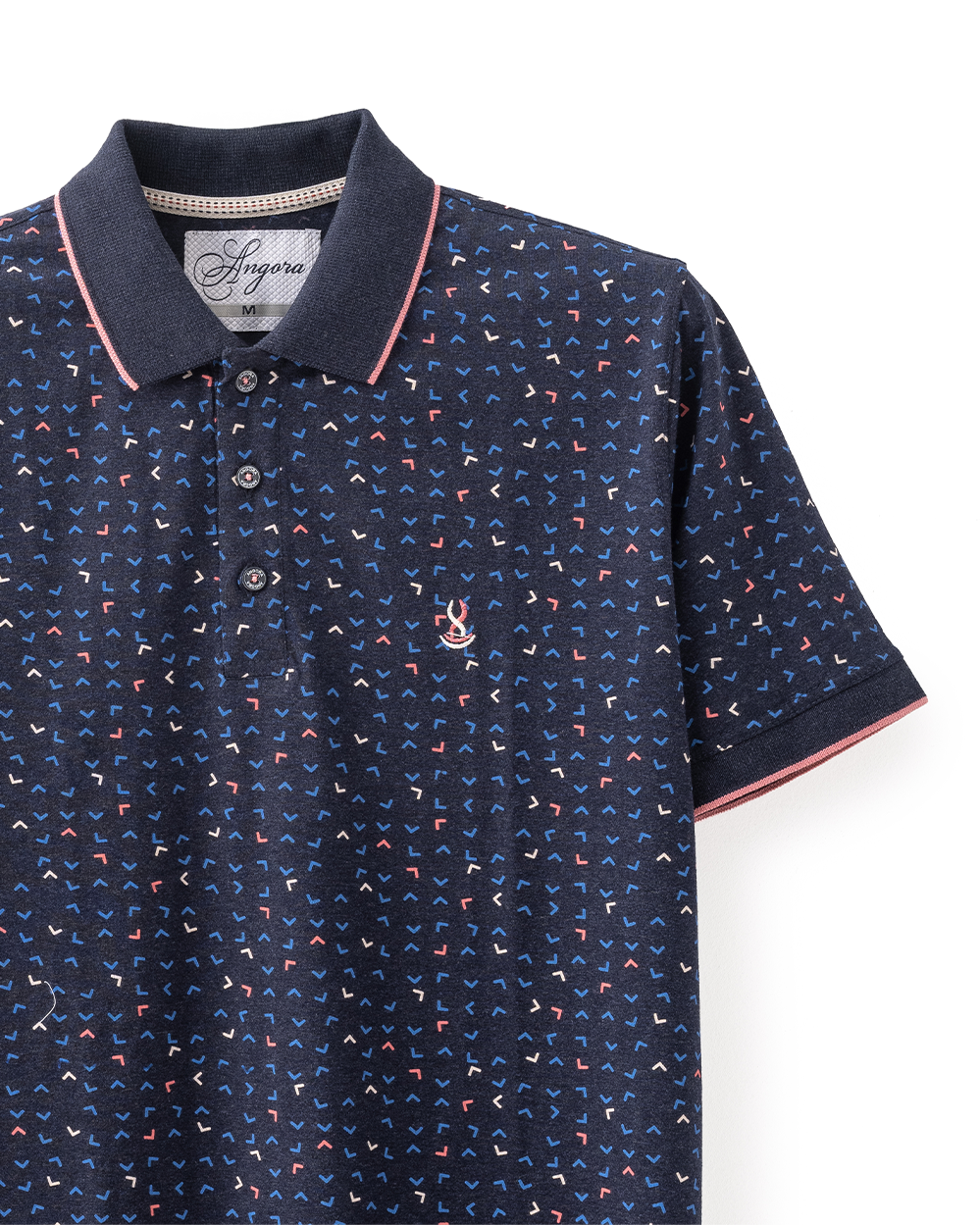 Navy Print Polo