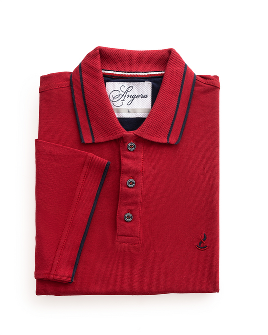 Red Polo Contrast Collar