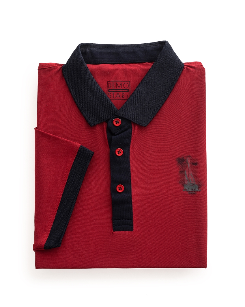 Red Polo Navy Collar
