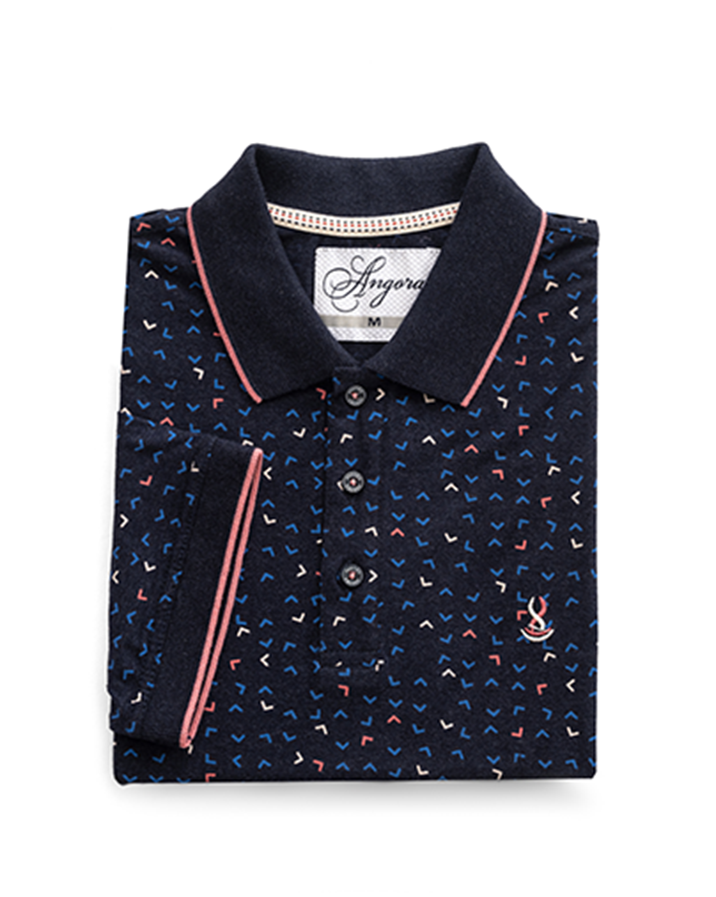Navy Print Polo