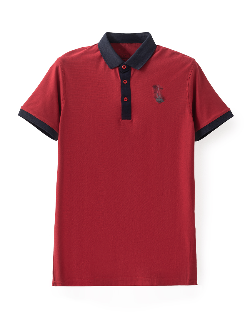 Red Polo Navy Collar