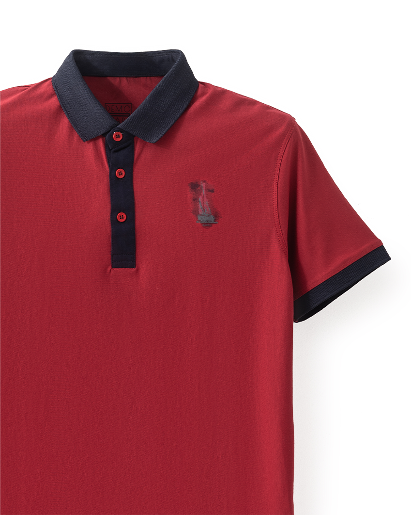 Red Polo Navy Collar