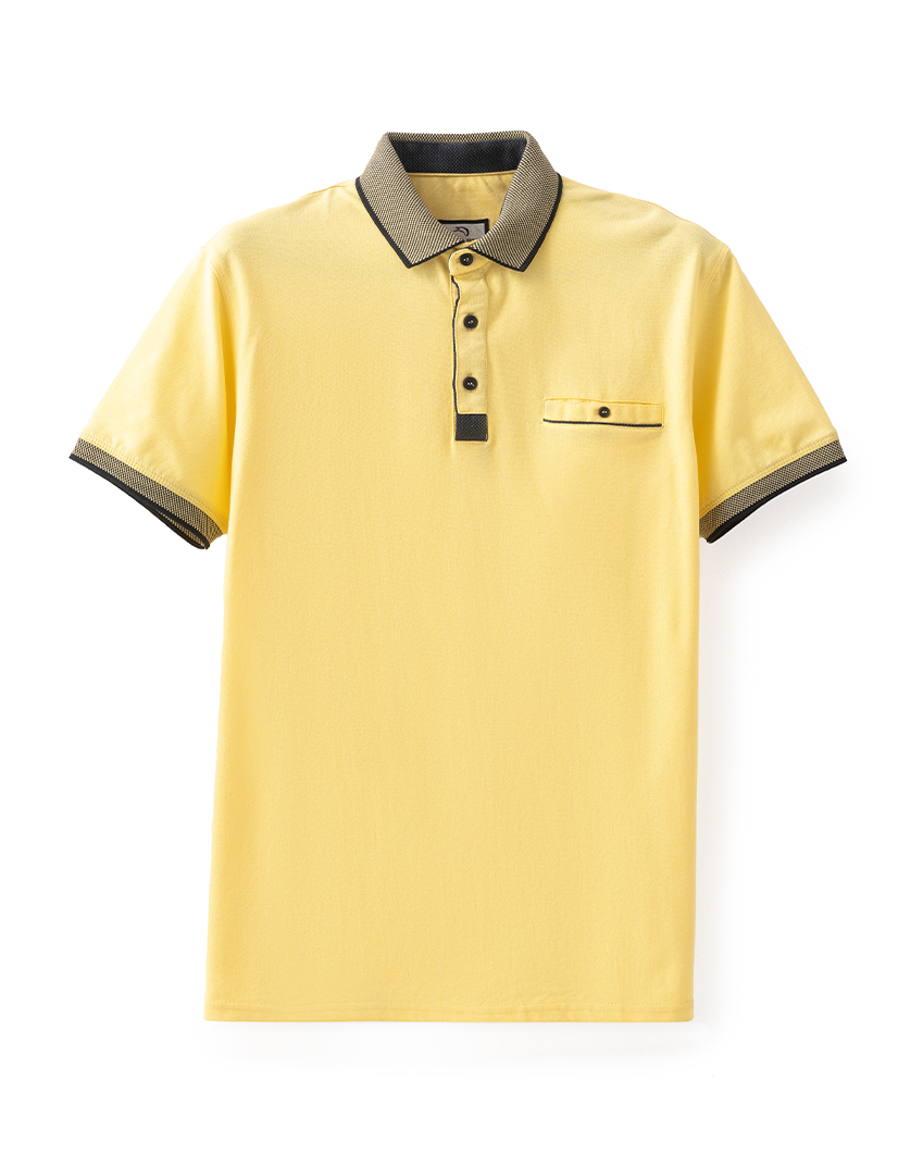 Yellow Polo Contrast Collar