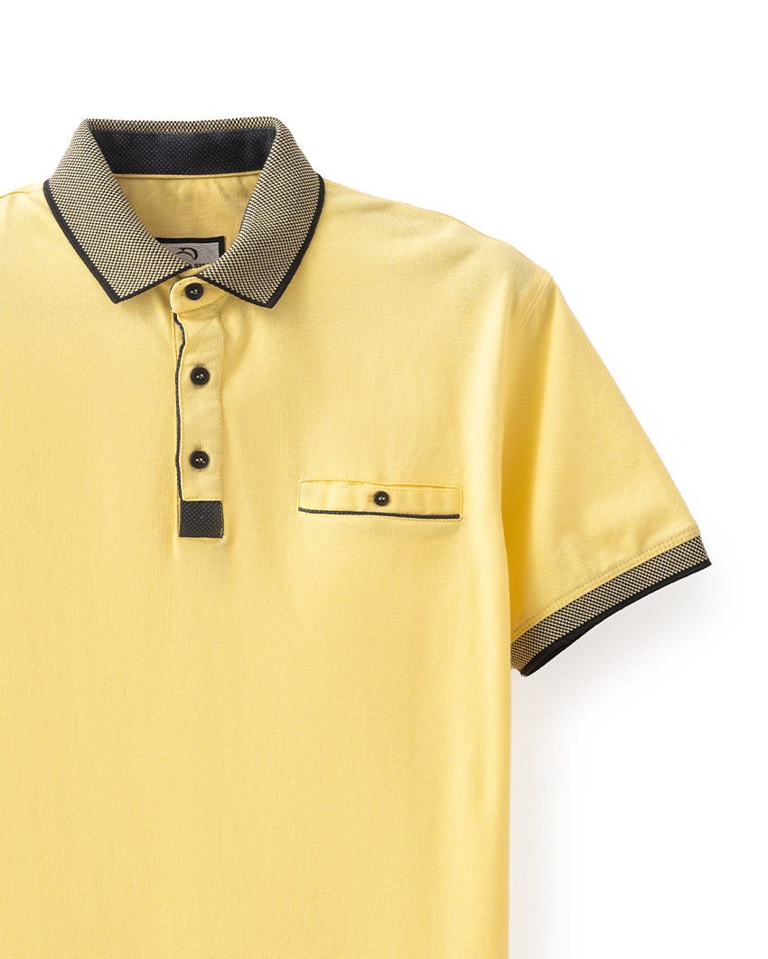 Yellow Polo Contrast Collar