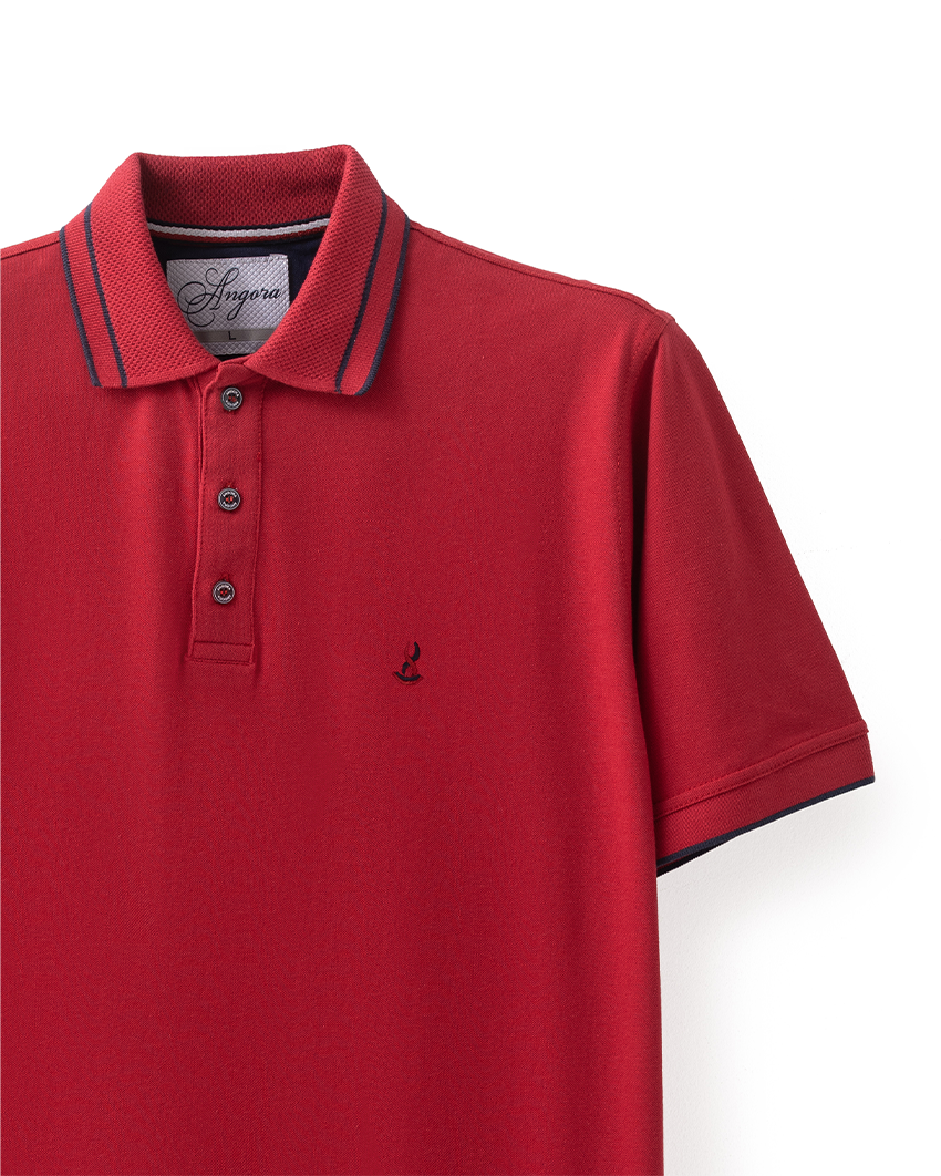 Red Polo Contrast Collar