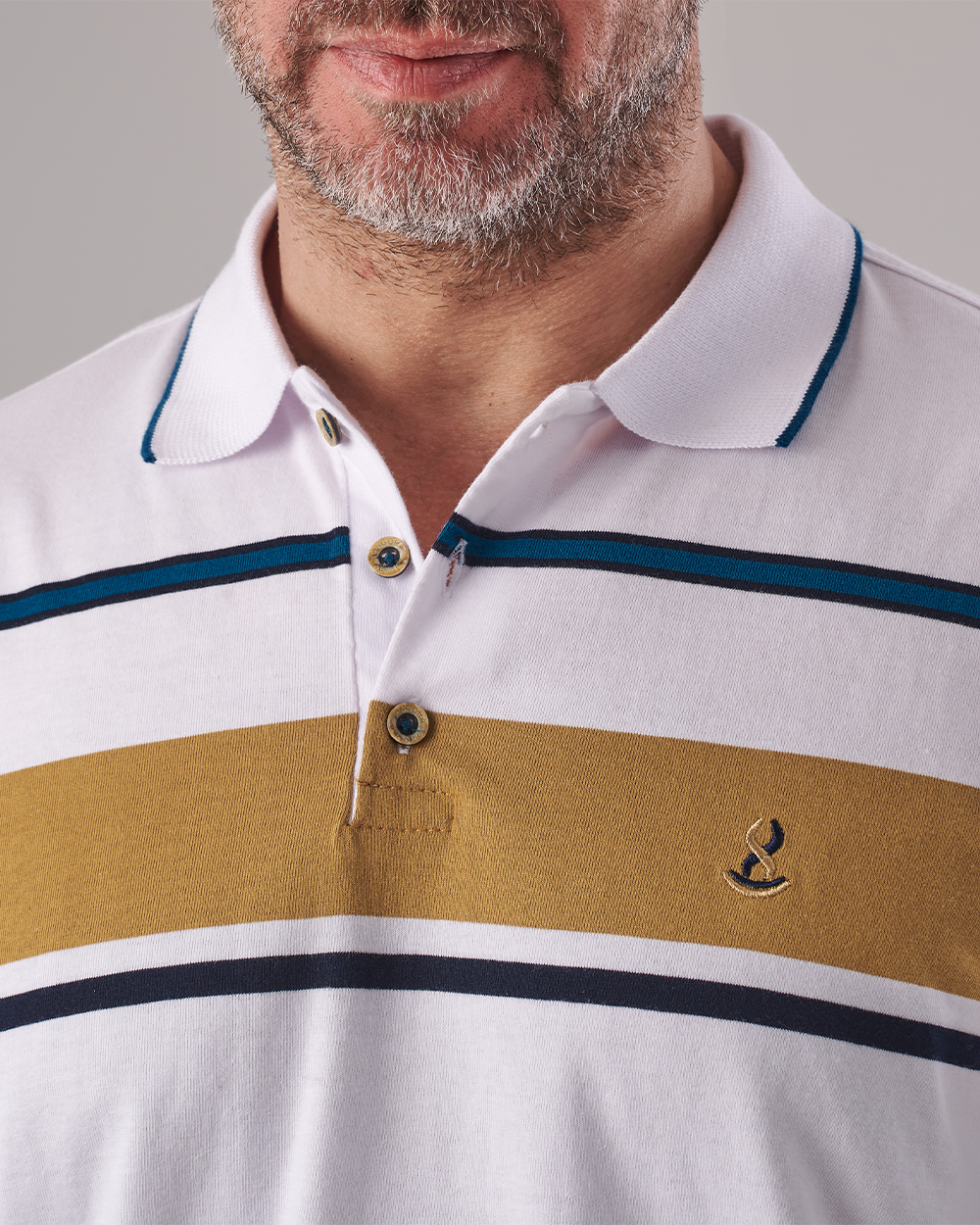 White T-shirt - Multi-Color Horizontal Stripes