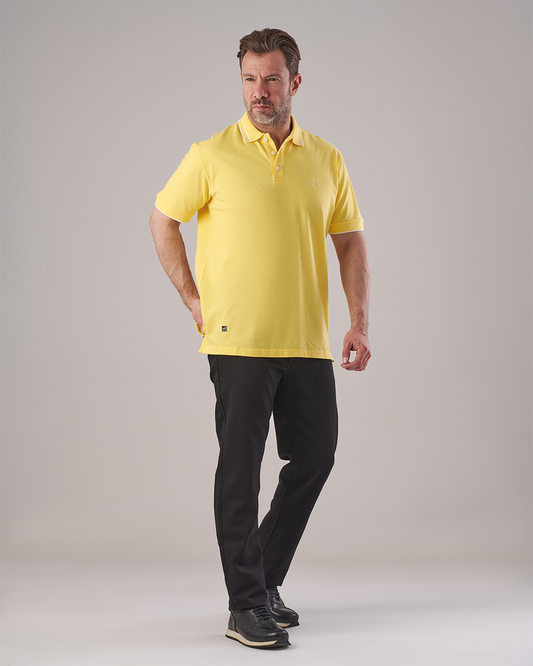 Yellow Polo T-shirt - White Collar Stripes