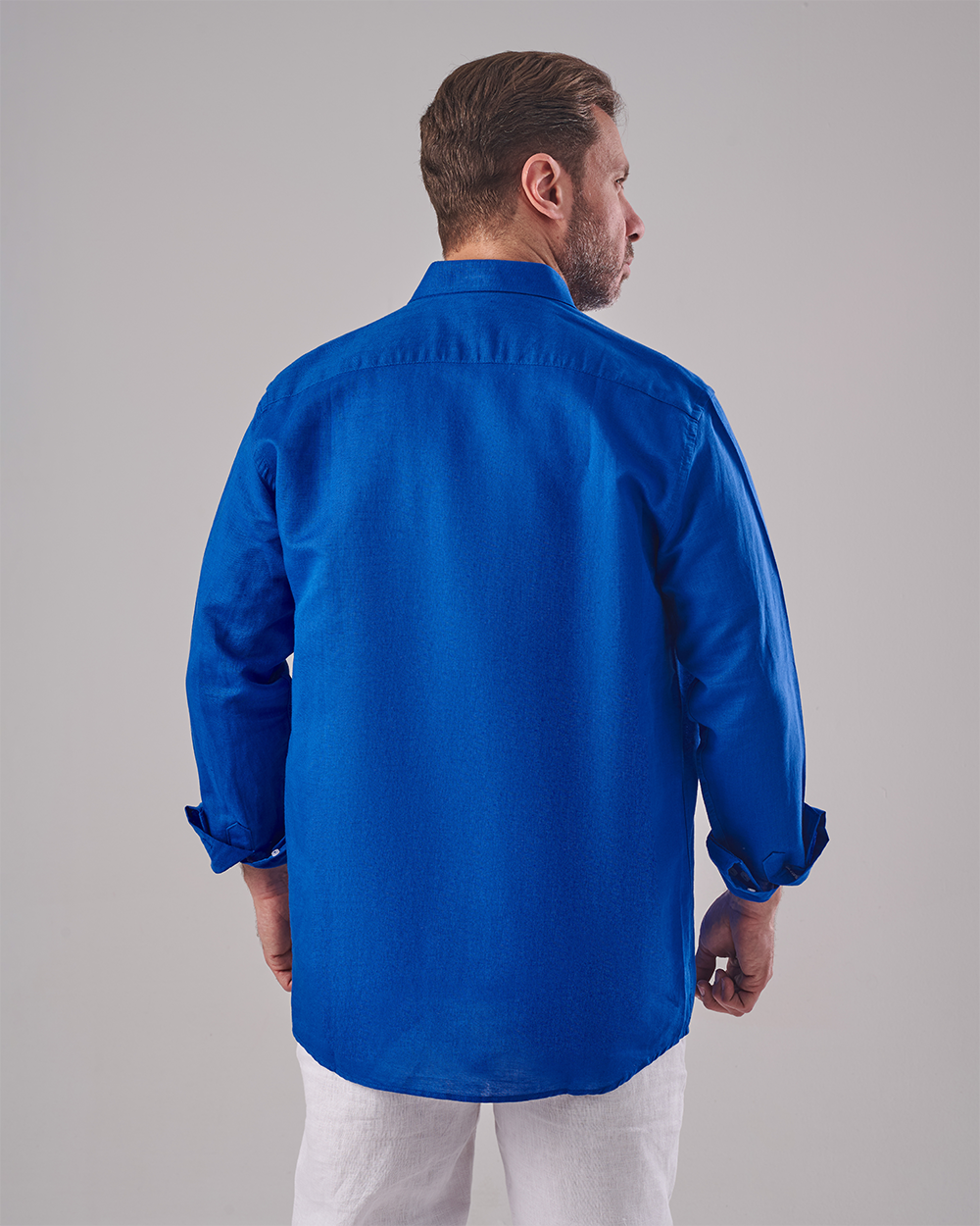 Plain Blue Linen Shirt