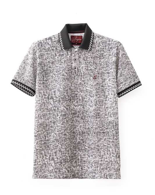 Grey Print Polo