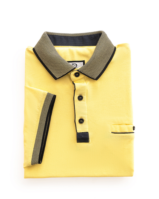 Yellow Polo Contrast Collar