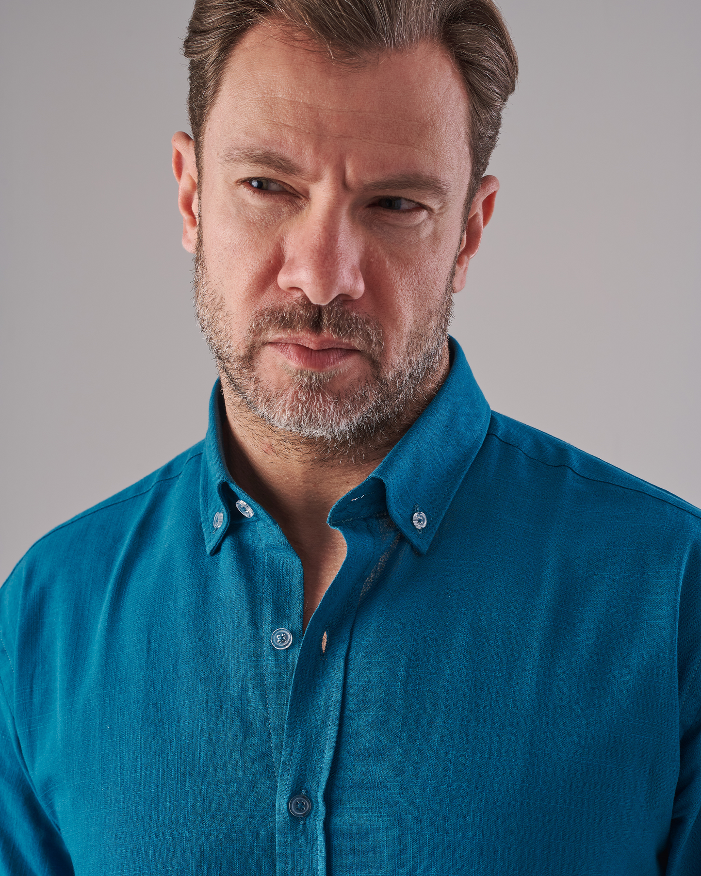 Petrol Green Linen-Blend Shirt
