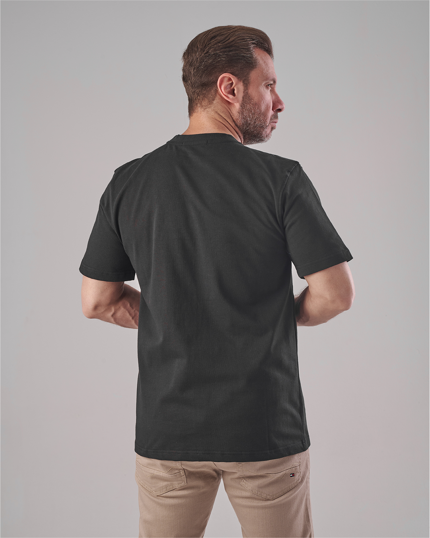 Black Cotton Round Neck T-shirt - Hilfiger Print