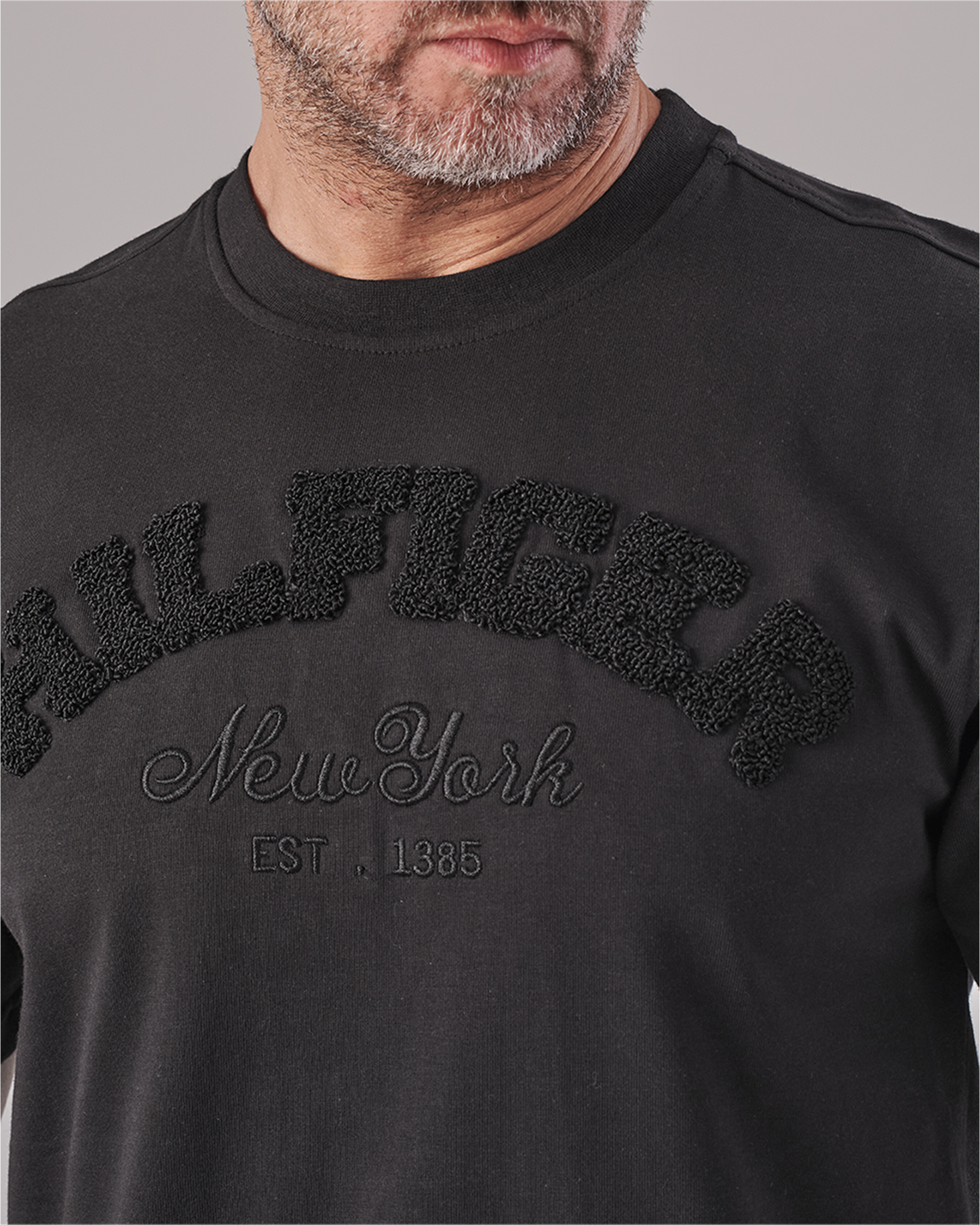 Black Cotton Round Neck T-shirt - Hilfiger Print