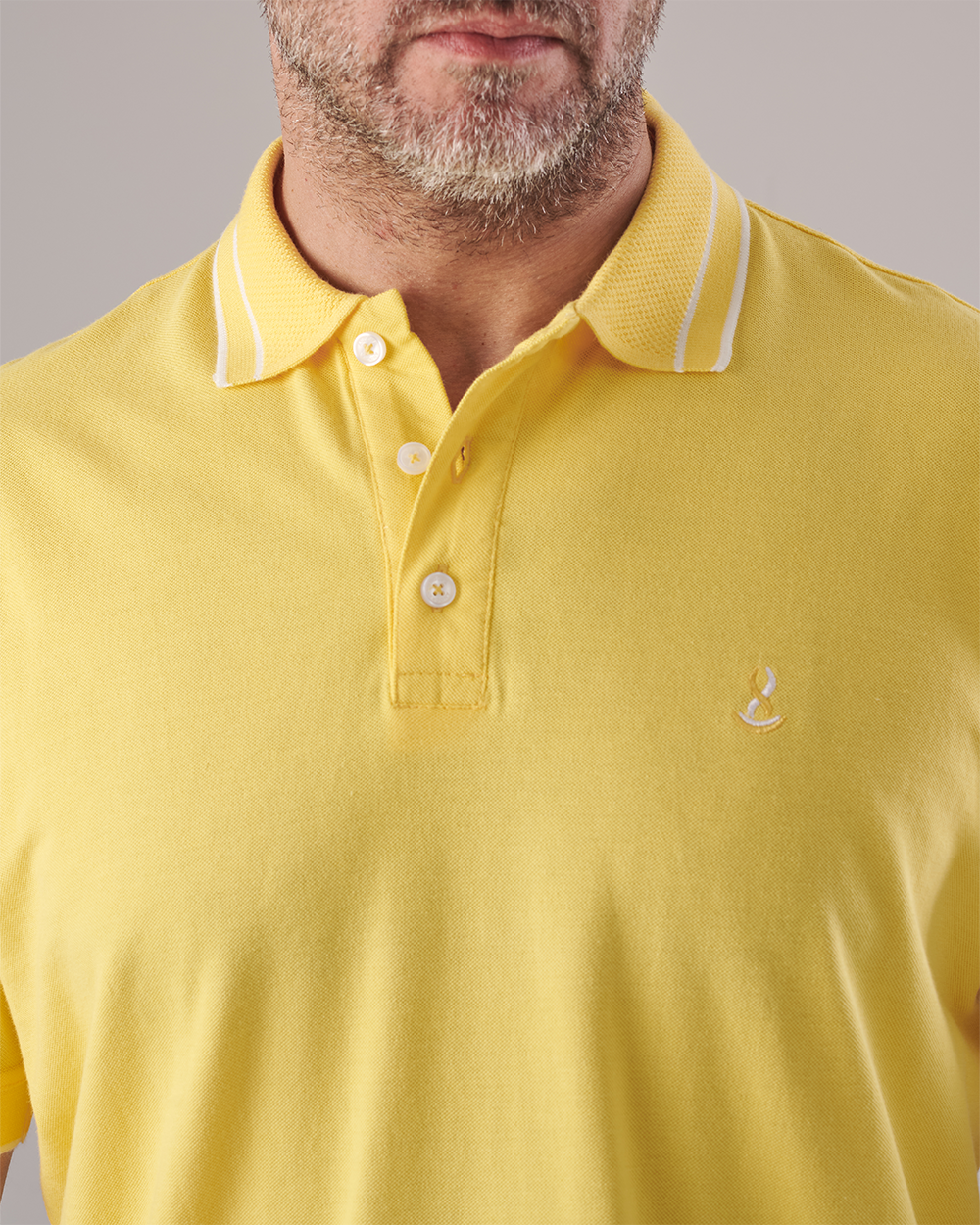 Yellow Polo T-shirt - White Collar Stripes