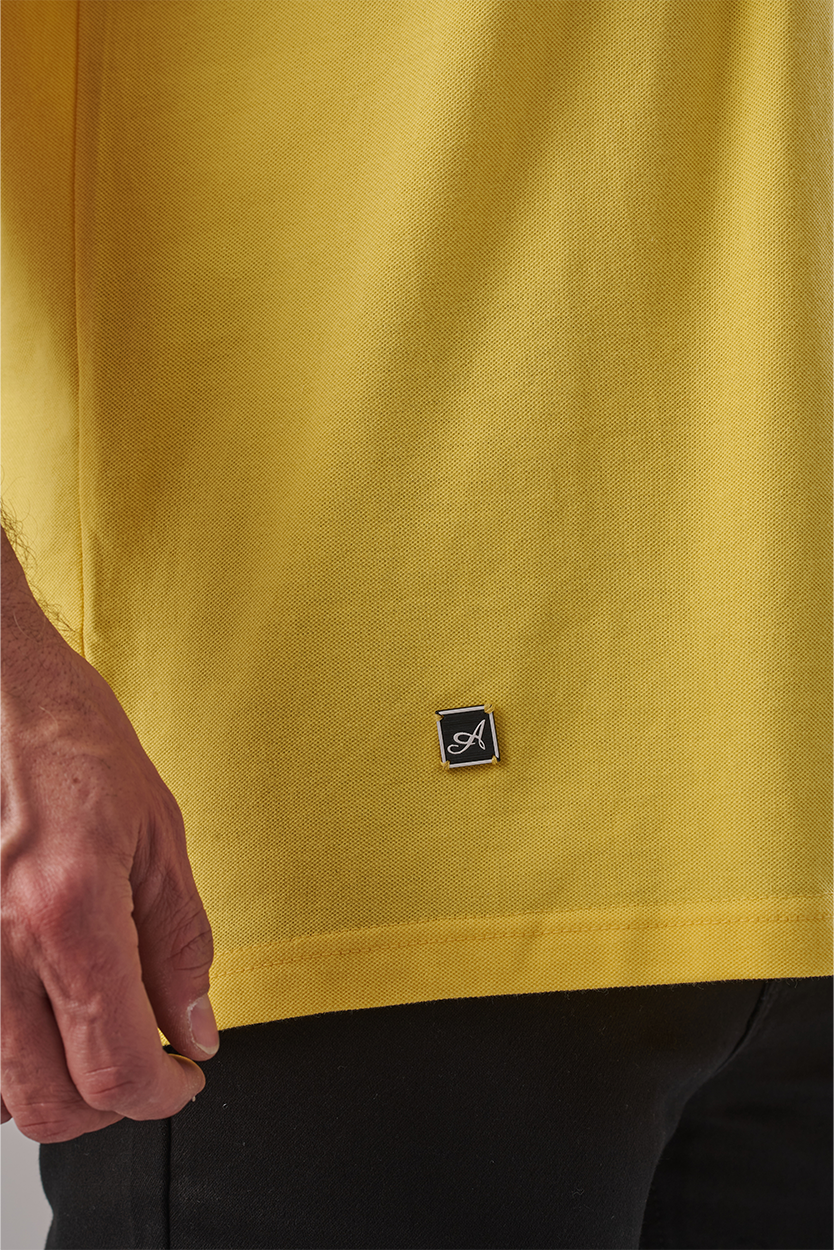 Yellow Polo T-shirt - White Collar Stripes