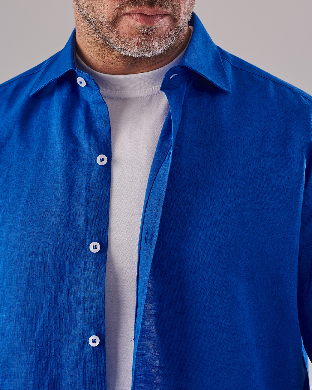 Plain Blue Linen Shirt