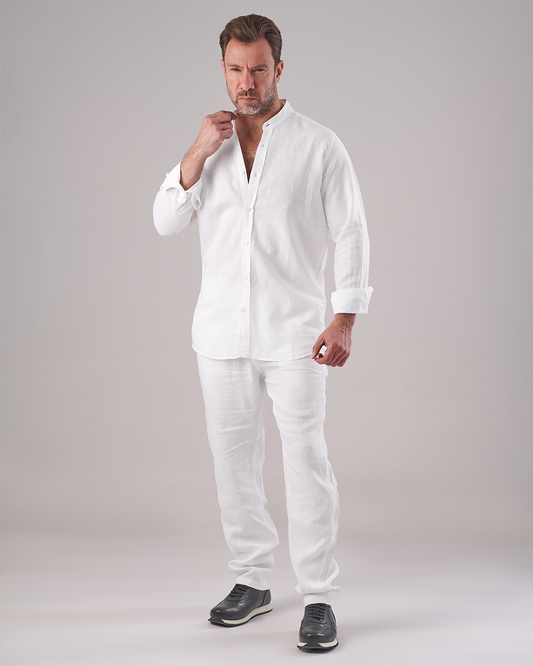 White Linen Shirt – Grandad Collar